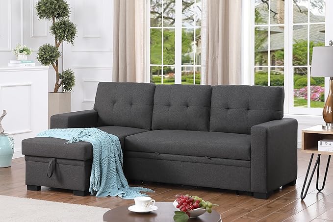 Ball & Cast L-Shape Reversible Sectional Sleeper Sofa Bed 4 in 1 Pull Out Couch - Image 4