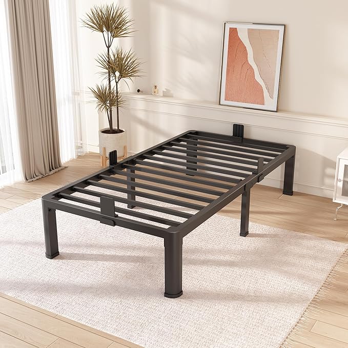 FUIOBYVV Twin Bed Frames with Round Corner Edge Legs, 14 Inch High 3500 lbs - Image 2