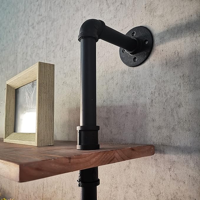 Industrial Ladder Pipe Shelf, Wall Mounted Wood Metal Bookshelf - Image 7