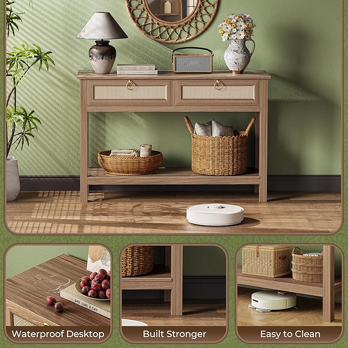 SUPERJARE Rattan Console Sofa Table - Image 7