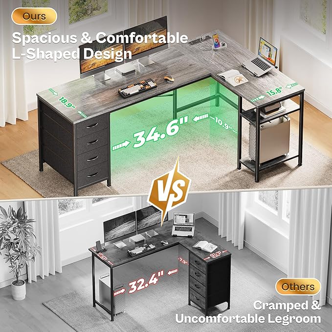 Huuger 63 Inch L Shaped Desk - Image 4