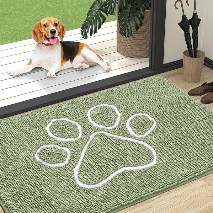 OLANLY Door Mat for Muddy Dog Paws 47x32, Ultra Absorbent Chenille Mud Doormat by OLANLY