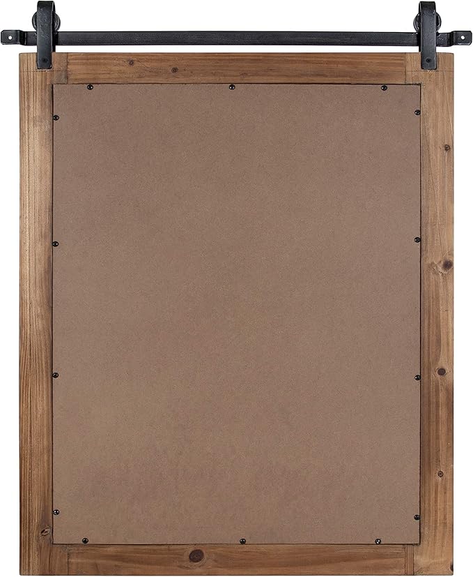 Kate and Laurel Cates Rustic Wall Mirror, Farmhouse Barn Door-Inspired Wall - Image 6