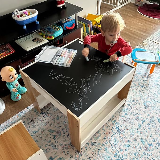 Asweets Kids Table and Chair Set, 4 in 1 Toddler Desk - Image 5