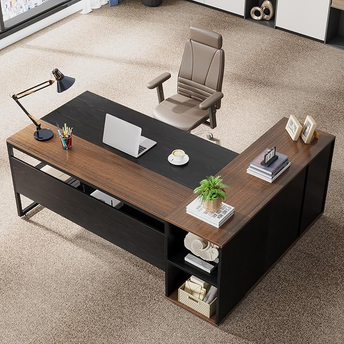 Tribesigns 71 inch Executive Desk, L Shaped Desk - Image 4