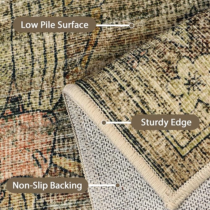 GENIMO 6x9 Area Rugs for Living Room, Machine Washable Non Slip Vintage Rugs - Image 7