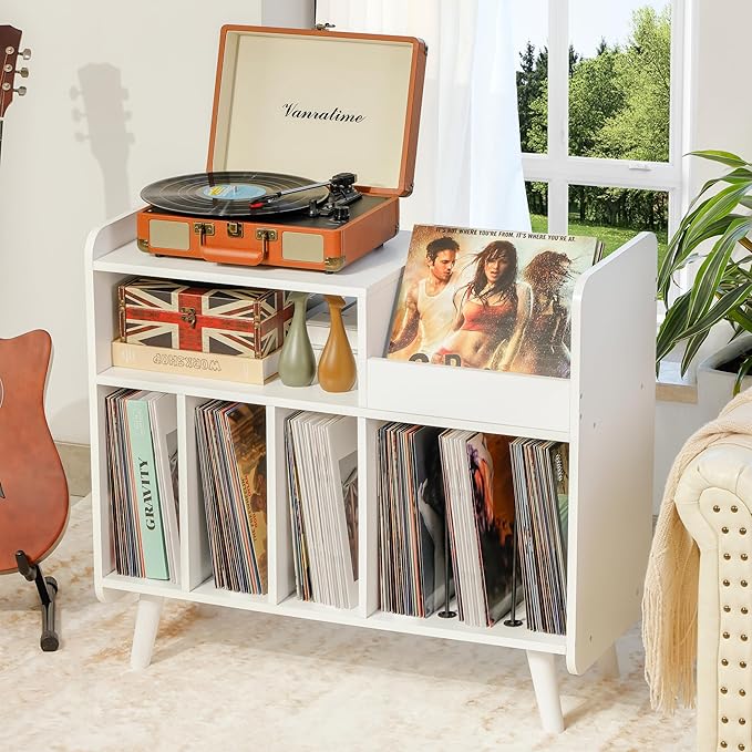 Record Player Stand, Large Record Player Table Cabinet - Image 2