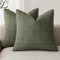 Foindtower Set of 2 Decorative Linen Check Throw Pillow Covers Neutral by Foindtower