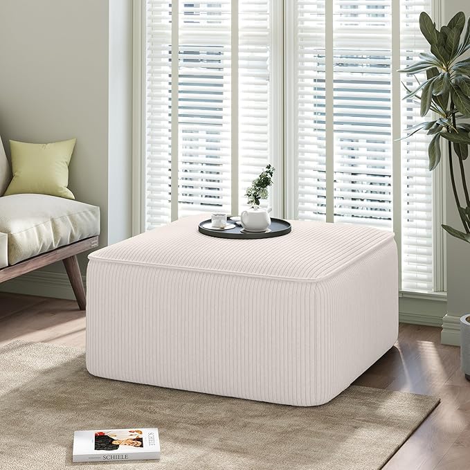 Christopher Knight Home Isa Square Ottoman Footstool, Corduroy Pouf Poufee by ChristopherKnightHome