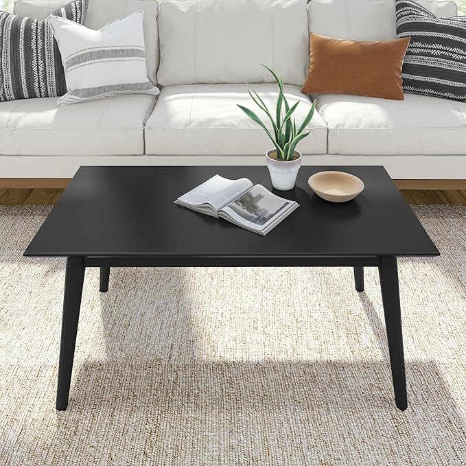 Plank+Beam 40 Inch Mid Century Modern Coffee Table, Wood Coffee Tables - Image 6