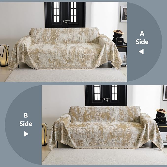 MYSKY HOME Sectional Couch Cover Khaki Geometric Abstract Sofa Covers - Image 6