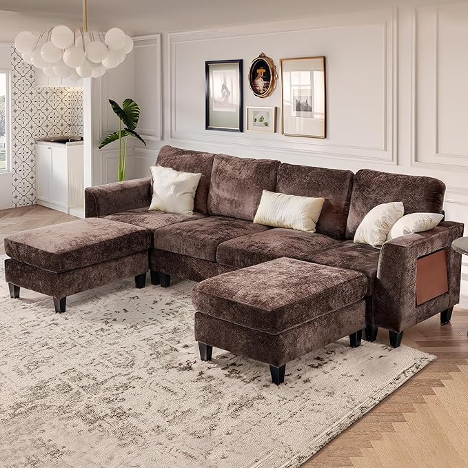 COLAMY 118" U-Shaped Sectional Couch, 4-Seat Modular Sofa by COLAMYINC