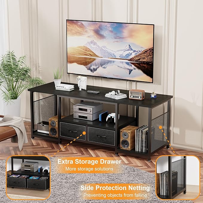 TV Stand with Drawers and Open Storage Shelves - Image 4