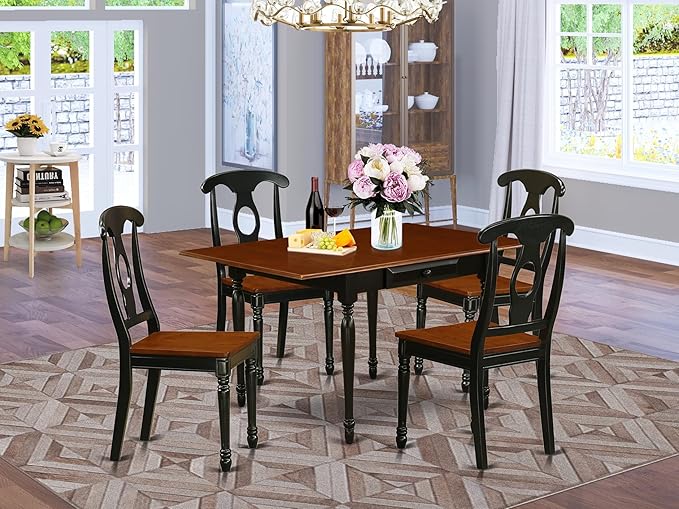 East West Furniture MZKE5-BCH-W 5 Piece Modern Dining Table Set Includes a - Image 2