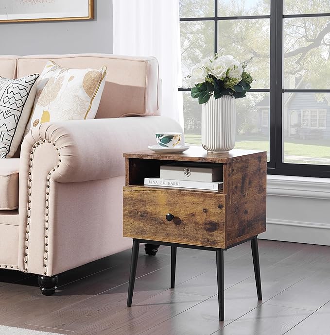 VECELO Modern Nightstands Set of 2, Square End Side Table - Image 2