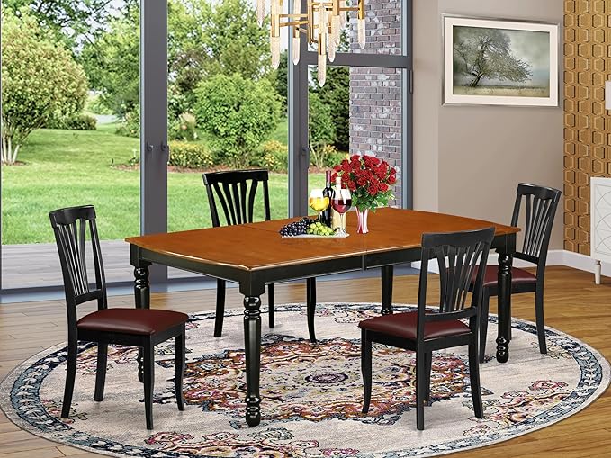 East West Furniture DOAV5-BCH-LC 5 Piece Modern Dining Table Set Includes a - Image 2