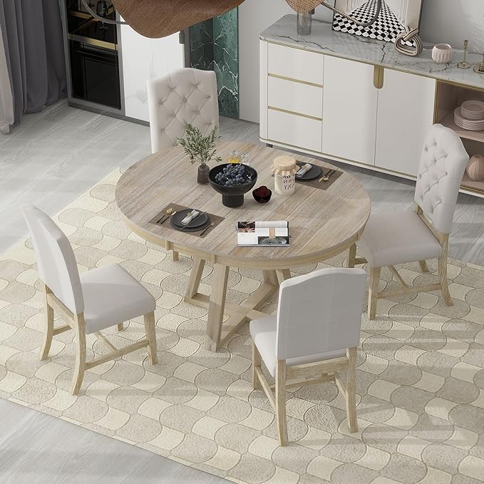 5 Pieces Dining Table Set with 42" Table, Living Room Furniture W/ 4 by Unknown