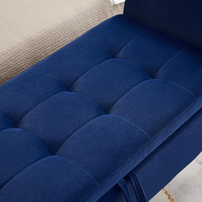 Furniliving Storage Ottoman Bench, Velvet Benches End of Bed Bench - Image 5