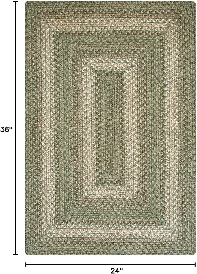 Grassland Green Small Braided Rugs, 2x3' Rectangle - Image 2
