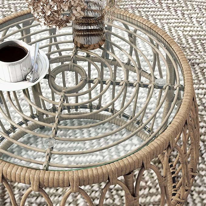 Muse & Lounge Co. Ysar Boho Rattan Round Coffee Table Outdoor - Image 10