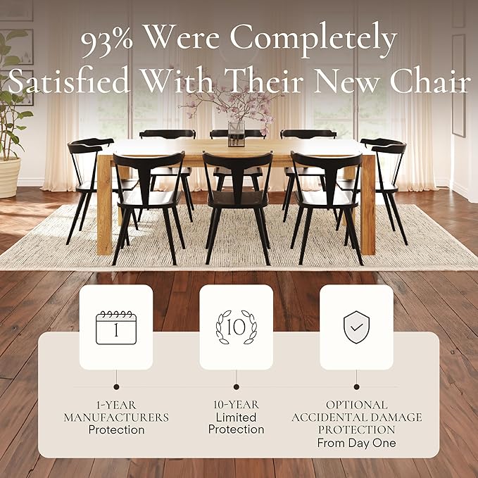 POLY & BARK Mid Century Modern Enzo Black Dining Chair – Solid Oak Wood Splat - Image 7
