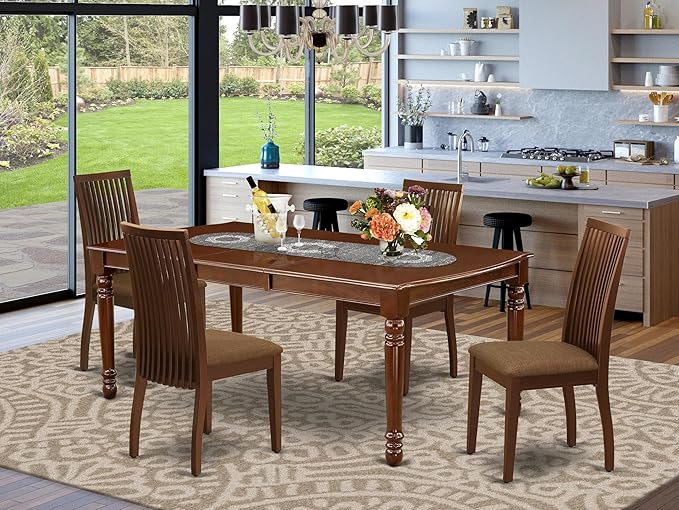 East West Furniture DOIP5-MAH-C 5 Piece Dining Table Set - Image 2