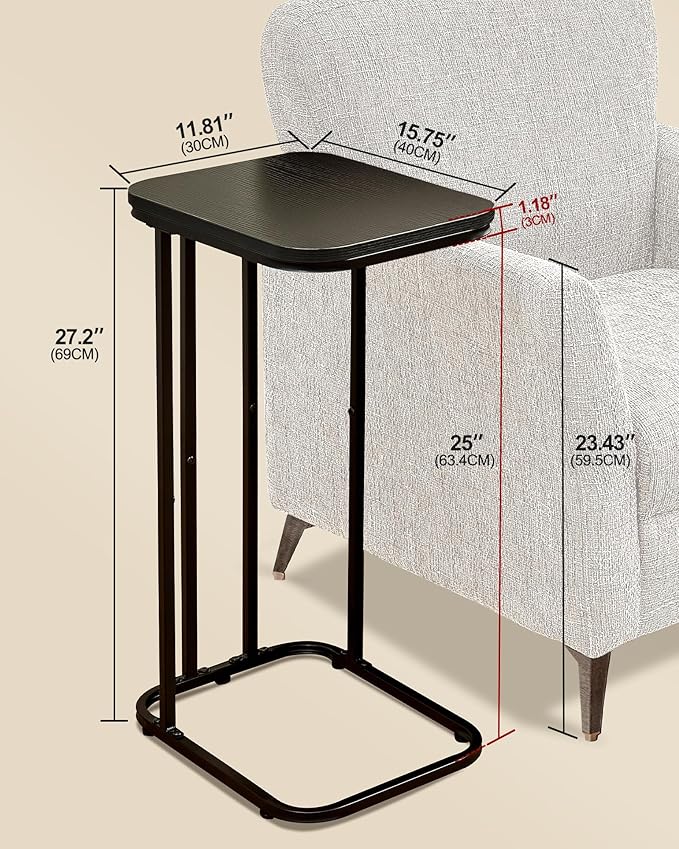 C Shaped End Table Set of 2, Small Side Table - Image 3