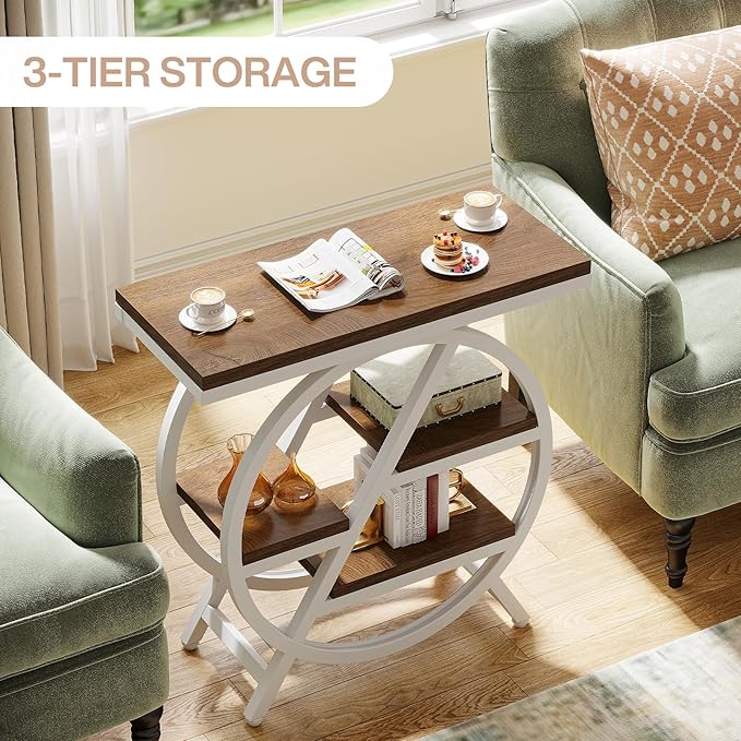 Tribesigns End Table Set of 2, 3-Tier Modern Narrow Side Table - Image 6
