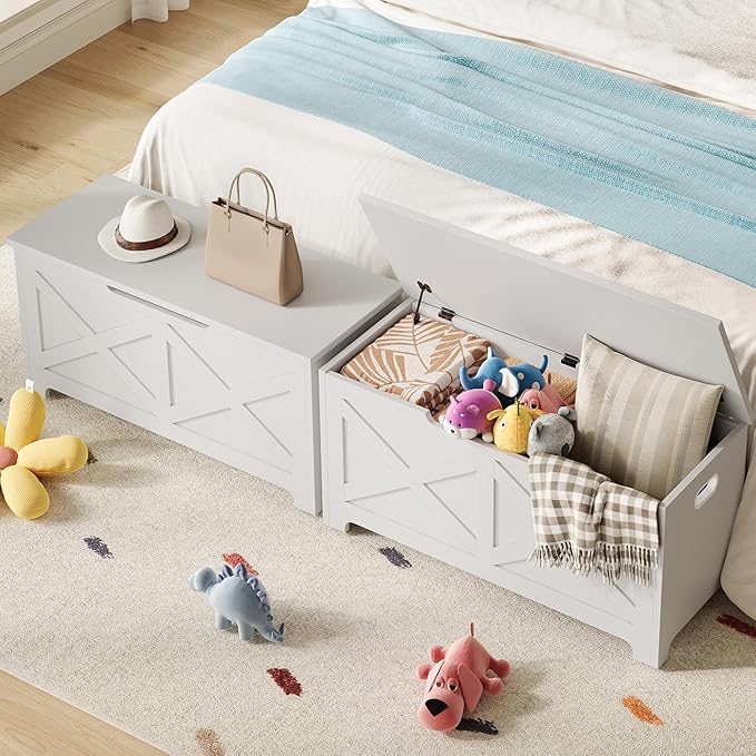 GarveeHome 39.4" Storage Chest, Wooden Storage Bench - Image 5