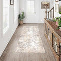 2x5 Washable Runner Rug Beige Grey Neutral Abstract Hallway Kitchen Living Room by WondRg