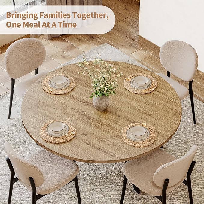 Round Dining Table for 4, 42 Inch Farmhouse Kitchen Table - Image 4