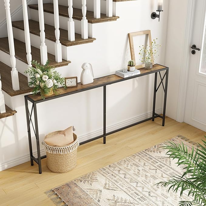 Console Table, 70” Narrow Sofa Table, Entryway Table, Industrial Sofa Table - Image 9