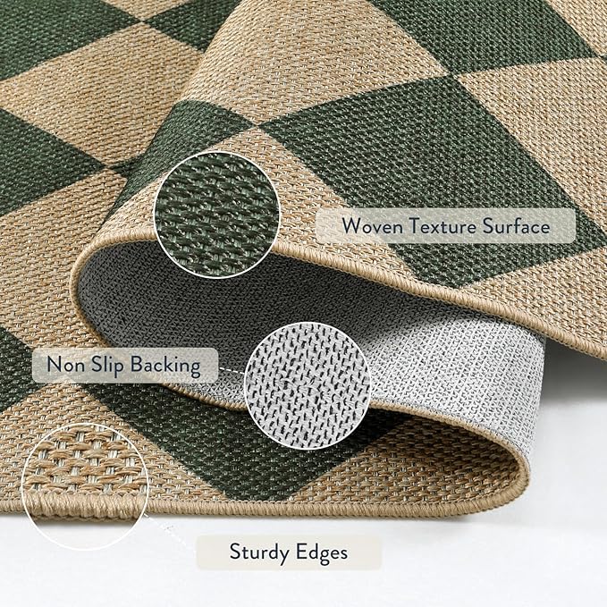 Lahome Checkered Washable Rugs 8x10, Easy Jute Rug - Image 4