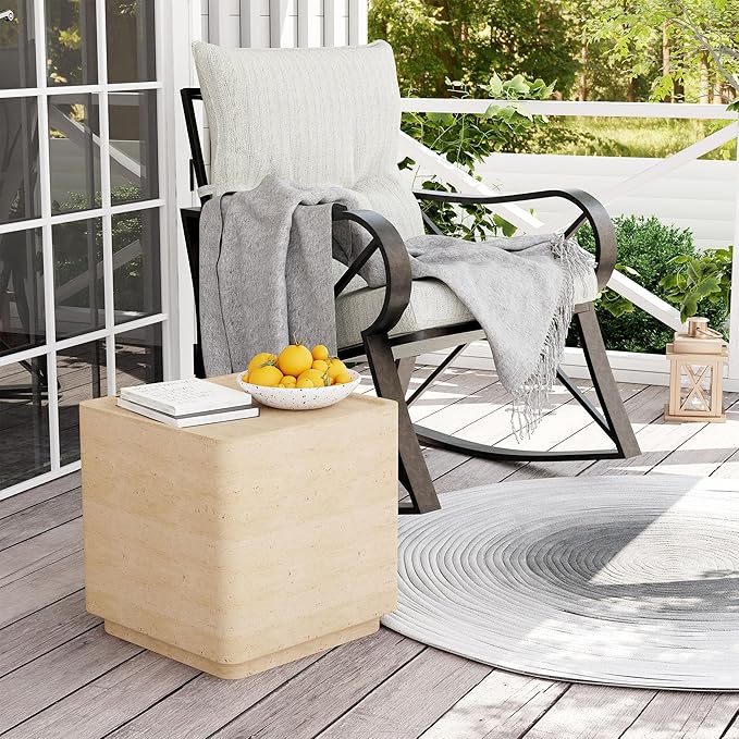 COSIEST 14.4" Outdoor Side Table, Rectangular Concrete End Table - Image 2