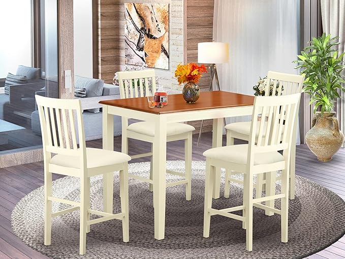 East West Furniture YAVN5-WHI-C 5 Piece Kitchen Counter Set Includes a - Image 2