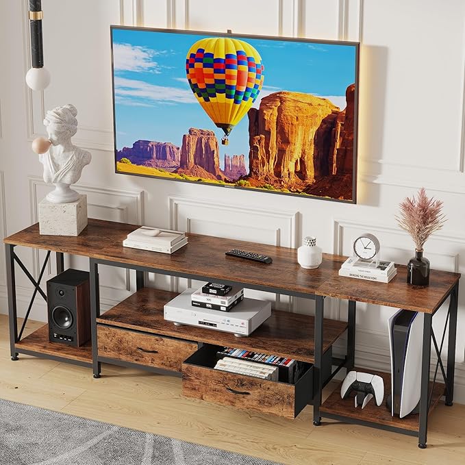 TV Stand with Fabric Drawers for 65 70 75 Inches TV by GYIIYUO