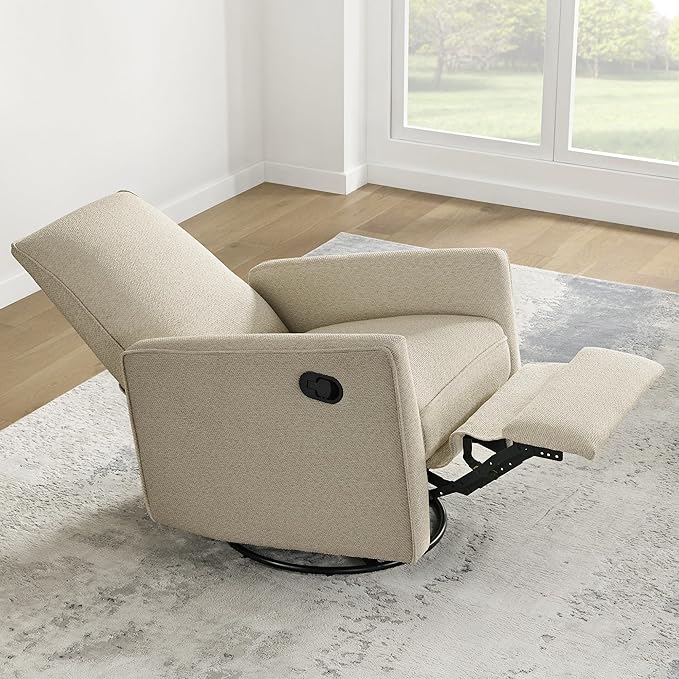Upholstered Recliner Swivel Glider Nursery Chair Reclining Performance Fabric - Image 7