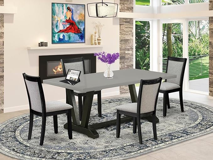 East West Furniture V697MZ606-5 5 Piece Dining Table Set - Image 2