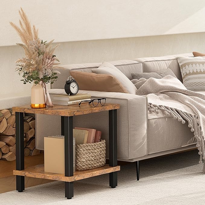 Large End Table Square Side Table Modern Sofa Table 20 Inch Industrial Coffee - Image 2