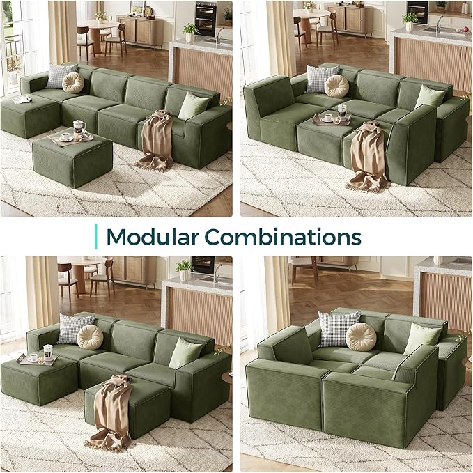 LINSY HOME Modular Sectional Sofa, Corduroy Sectional Cloud Couches - Image 3