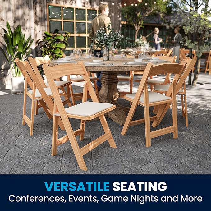 Flash Furniture 2 Pack HERCULES Series Natural Wood Folding Chair - Image 7