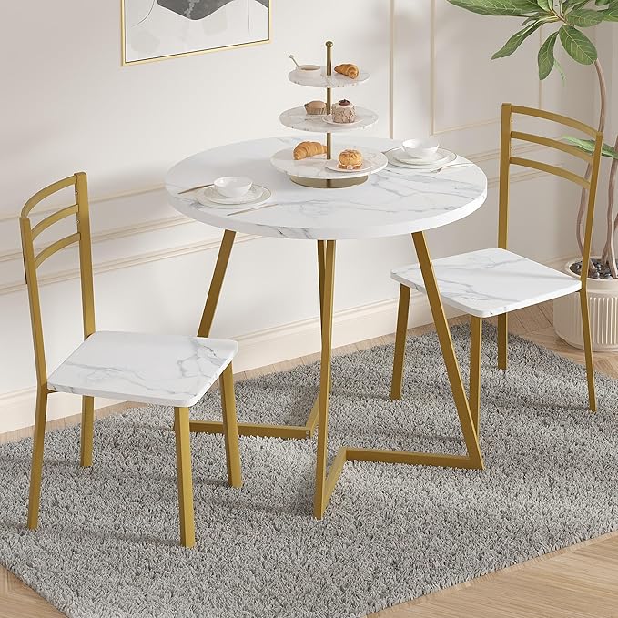VECELO Small Round Dining Table Set - Image 2