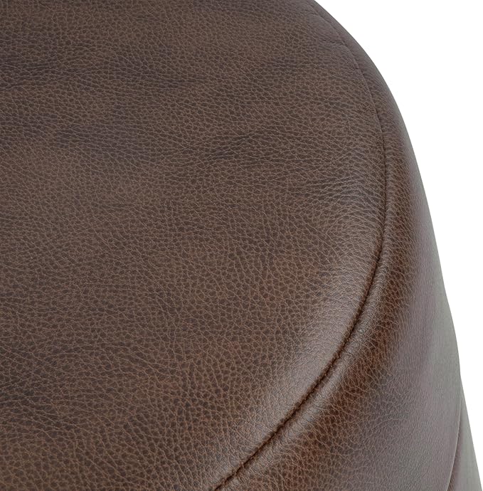 HomePop Upholstered Faux Leather Round Ottoman Home Décor | Round Pouf Foot - Image 8