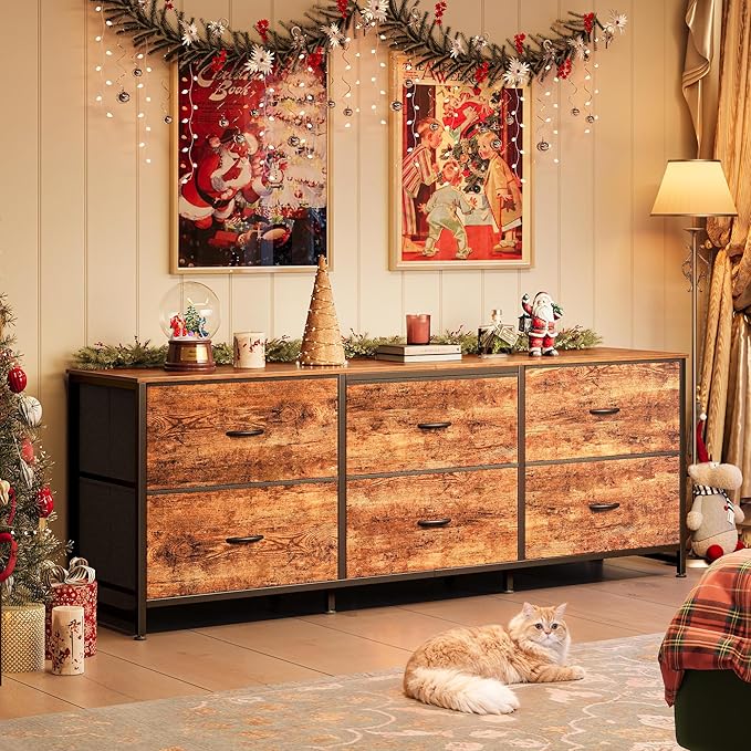 Huuger 63 Inch Long Dresser for Bedroom, Wide TV Stand for 55, 70 Inch TV - Image 2