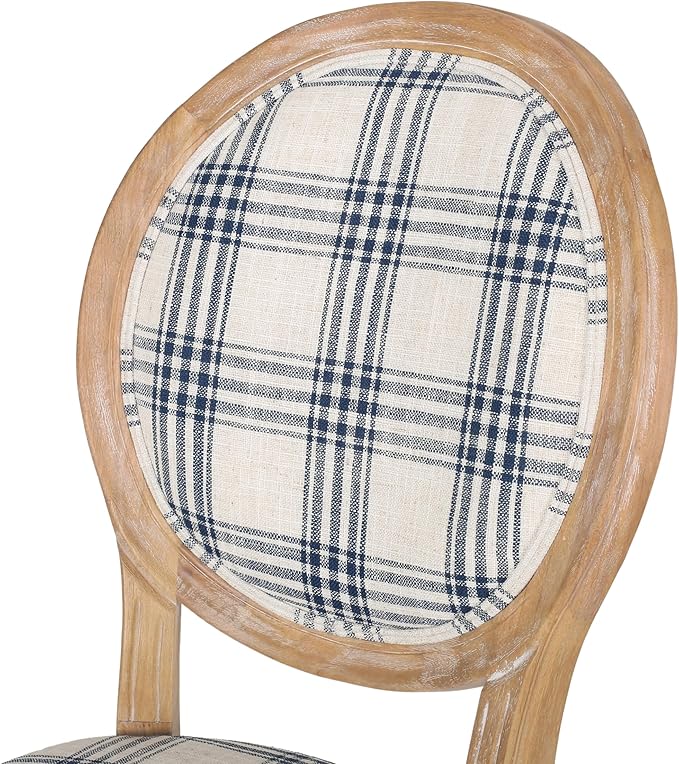 Christopher Knight Home Phinnaeus Dining Chair Set, Dark Blue Plaid + Natural - Image 12