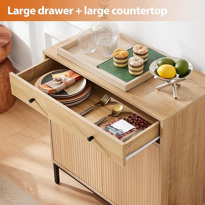 Sideboard Buffet Cabinet with Drawer, Farmhouse Coffee Bar Station Table - Image 5