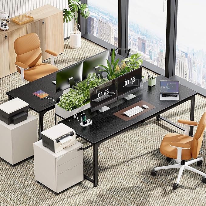 Huuger 63 x 24 inch Desk with Power Outlets & USB-C, Deeper & Thicker Desktop - Image 2