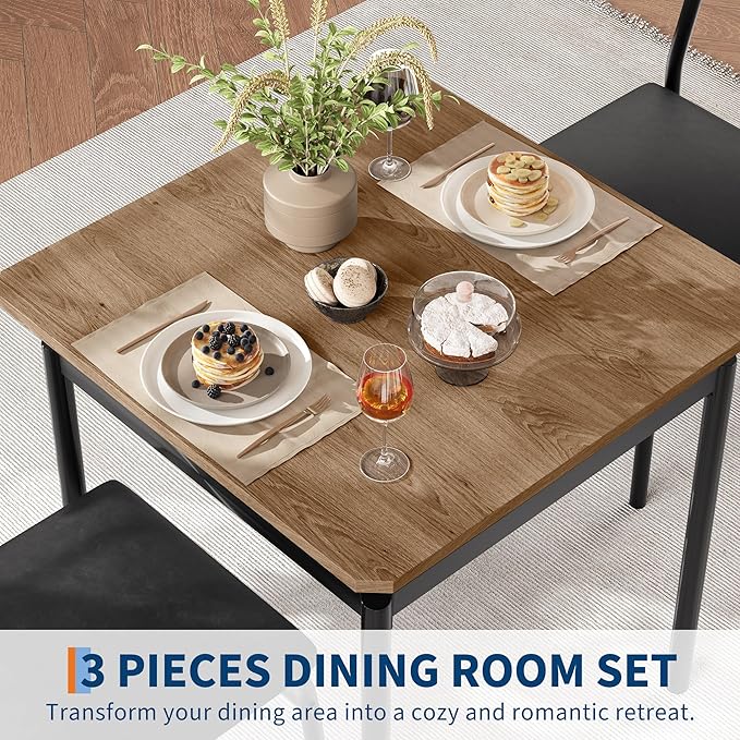 IDEALHOUSE 3 Piece Dining Room Table Set, Kitchen Table Set - Image 3