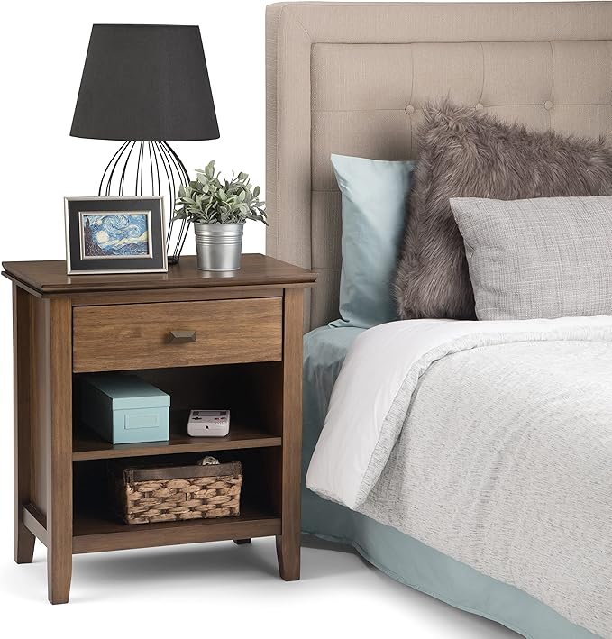 SIMPLIHOME Artisan SOLID WOOD 24 inch Wide Transitional Bedside Nightstand - Image 12