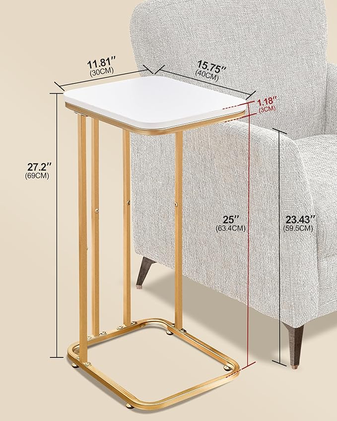 C Shaped End Table, 27 inches High Side Table - Image 3